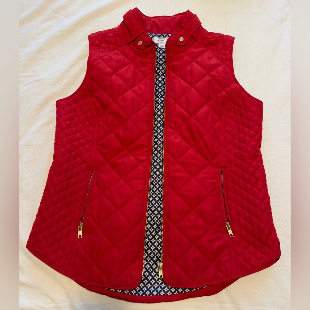 Red puffer vest